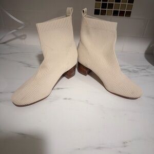 Cream Ankle Sweater Boots